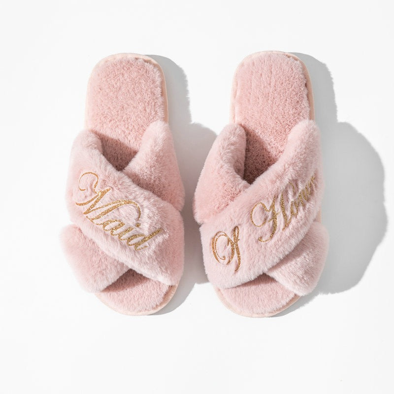 Cross slippers, plush slippers