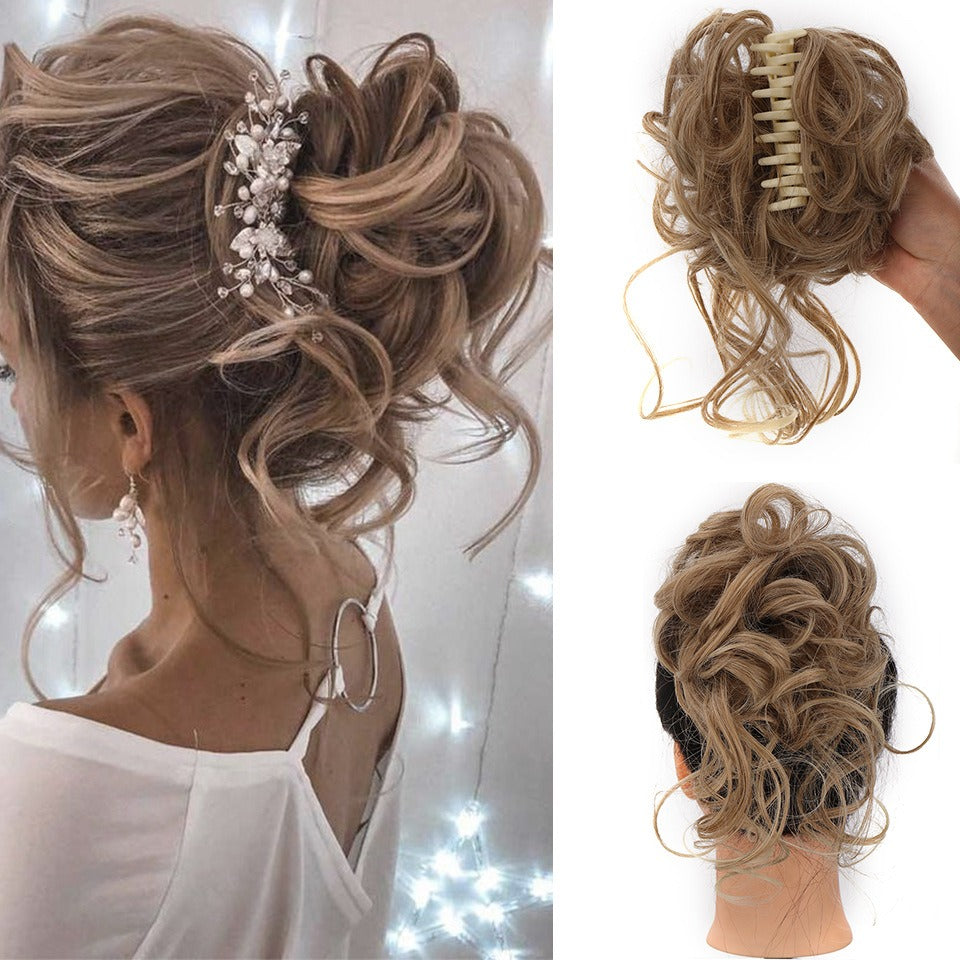 Synthetic Messy Curly Claw Hair Bun Chignon Hair Extensions Scrunchy Fake False Hair With Tail for Women Hairpieces