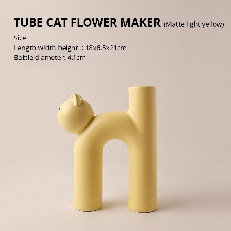 Creative Korean Christmas Cute Tubular Cat Vase Living Room Home Desktop Decoration