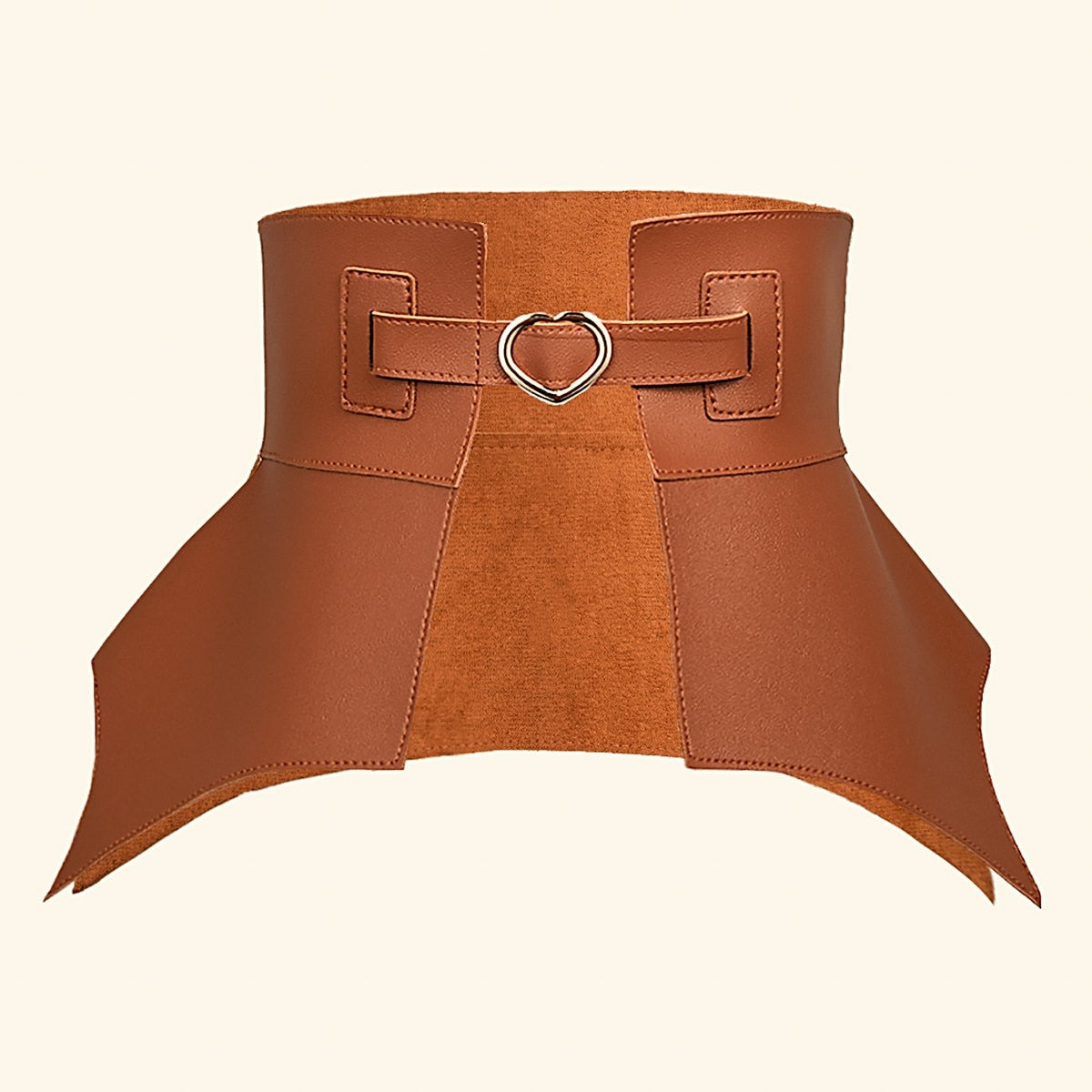 Brown heart-shaped palace style futuristic women's waistband with a high-end feel and a slimming look