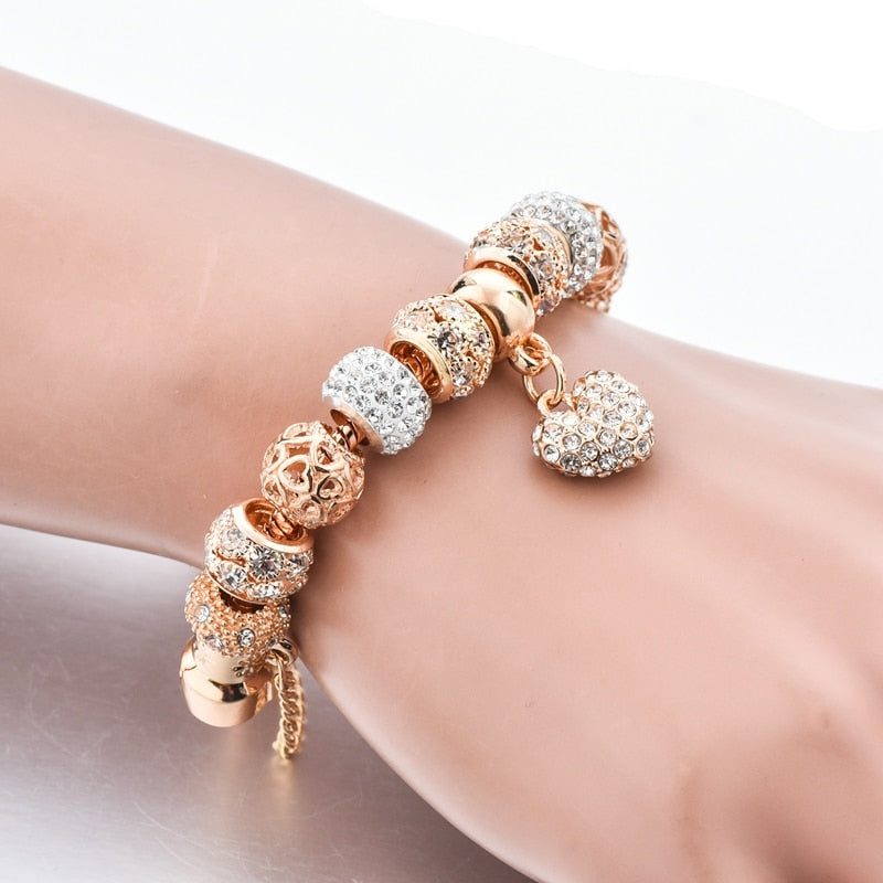 Gifts INS Fashion gold heart Bracelets&Bangles For Women Hot Chain Bracelets Charm Crystal Jewelry Trendy Bracelet BT200176