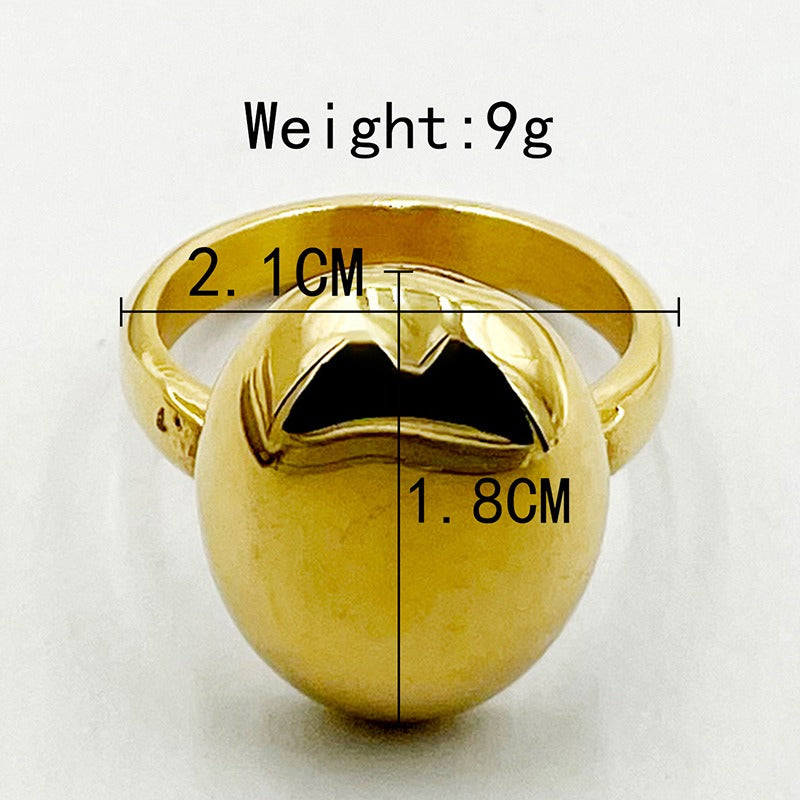 Stainless Steel Waterproof Solid Gold Plated Oval Dome Ring for Lady Minimalist Statement Rings Factory Wholesale