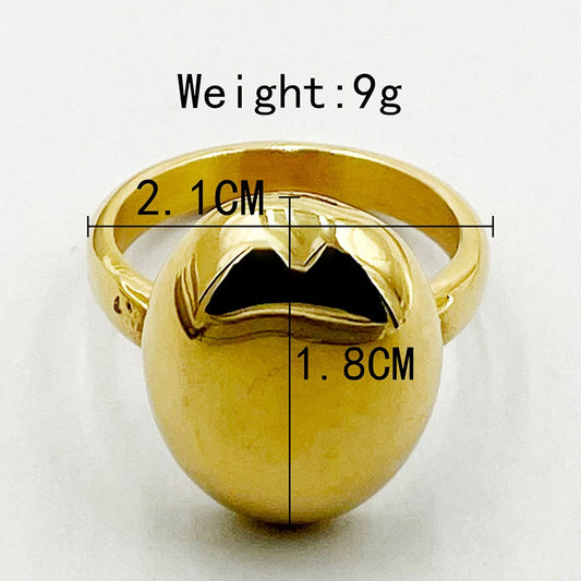 Stainless Steel Waterproof Solid Gold Plated Oval Dome Ring for Lady Minimalist Statement Rings Factory Wholesale