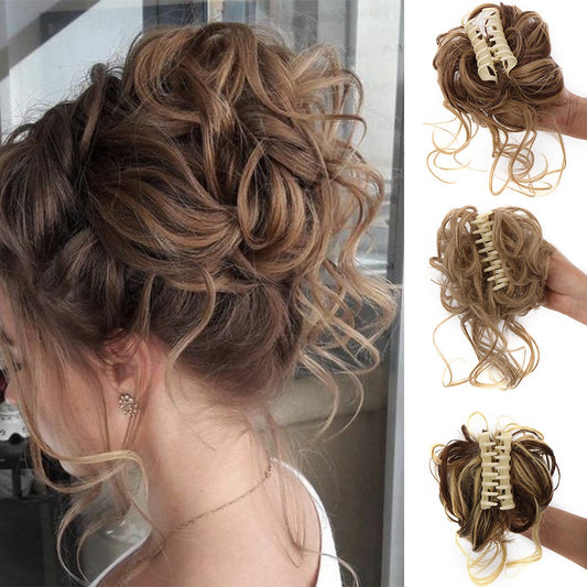 Synthetic Messy Curly Claw Hair Bun Chignon Hair Extensions Scrunchy Fake False Hair With Tail for Women Hairpieces