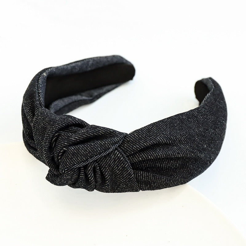 Hair hoop fashion denim fabric middle knot hair clip headband for girls going out headwear