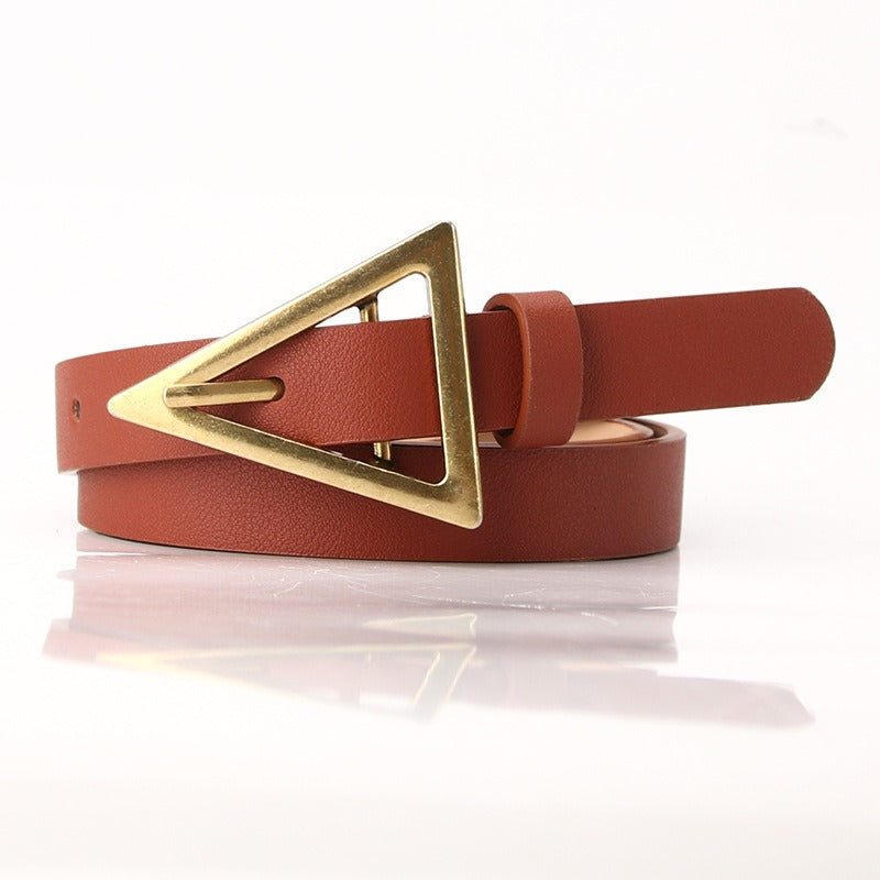 Women fashion belt Korean style all match dress alloy triangle buckle trendy belt