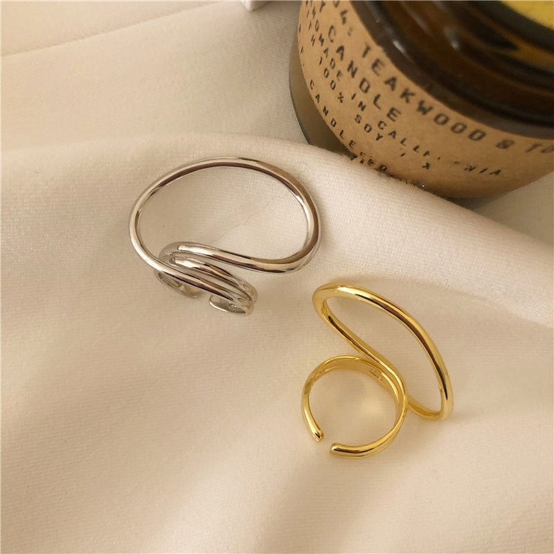 Foxanry Gold Color Engagement Rings for Women Exaggerated Jewelry Fashion Simple Distorted Geometric Party Accessories