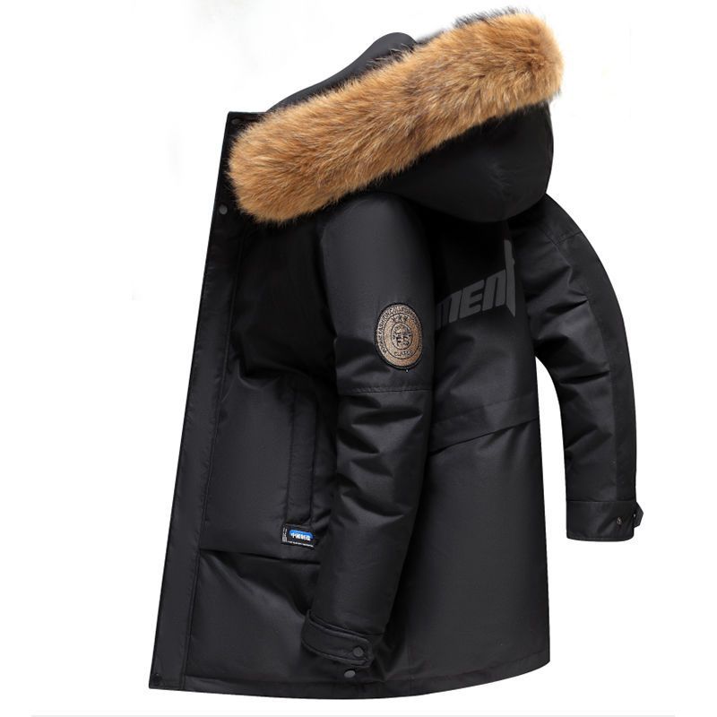 Men's Mid-length Big Fur Collar Thickened Warm Leisure Men's Coat