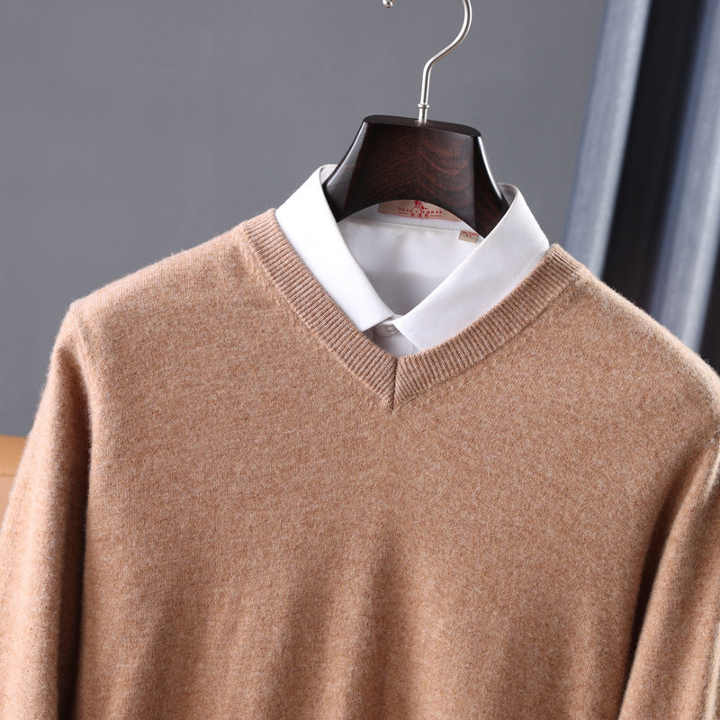 Wool V-neck Bottoming Shirt Pullover Sweater