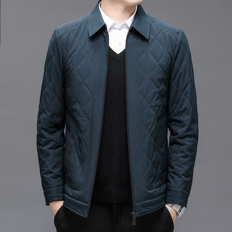 Thin Cotton-padded Jacket Middle-aged And Elderly Men's Cardigan Solid Color Plus Size Coat