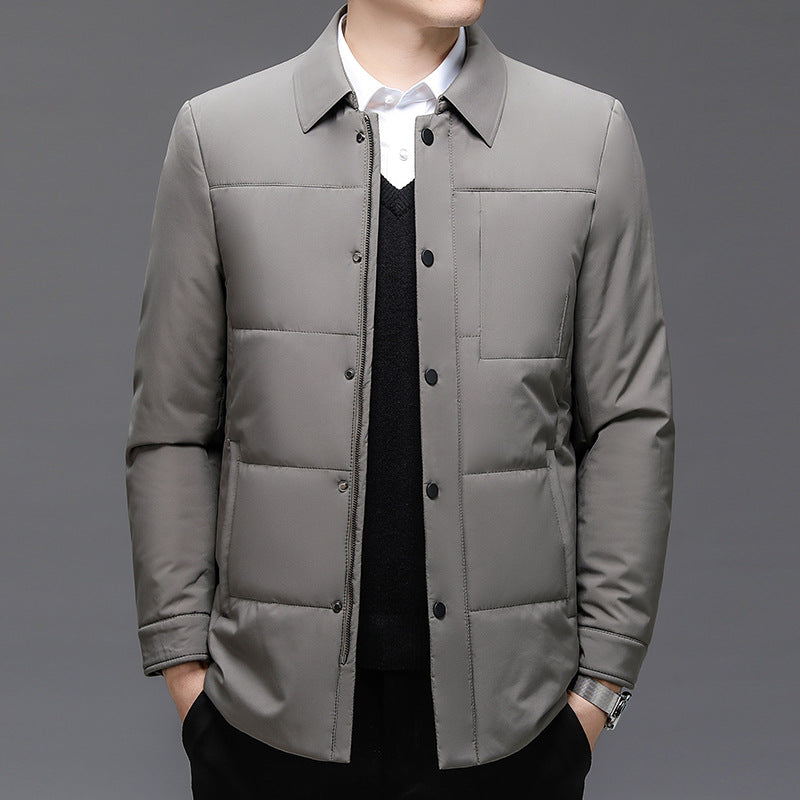 Thin Cotton-padded Jacket Middle-aged And Elderly Men's Cardigan Solid Color Plus Size Coat